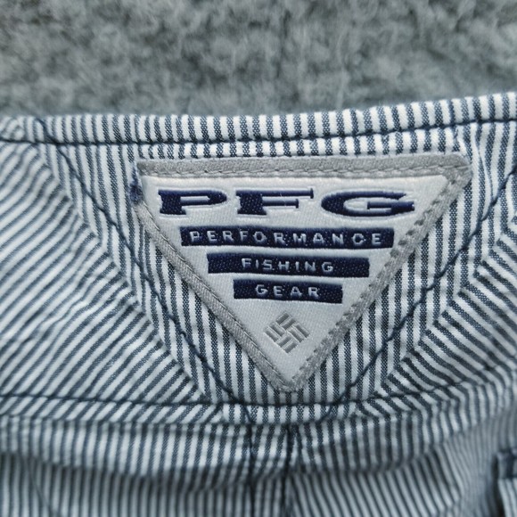 Columbia 10 PFG Omni-Shade Striped Blue White Chino Shorts 32.5" 9.75" 9.5" - Picture 9 of 10